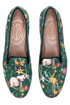 Women Stubbs & Wootton Slipper<Africa Emerald Silk Slipper (Narrow)