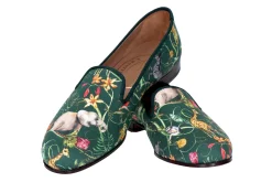 Women Stubbs & Wootton Slipper<Africa Emerald Silk Slipper (Narrow)