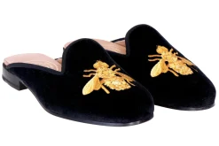 Women Stubbs & Wootton Mule<Bee Noir Velvet Mule (Women)