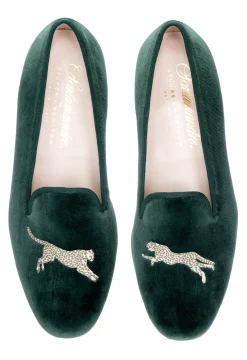 Women Stubbs & Wootton Slipper<Cheetah Evergreen Velvet Slipper (Women)