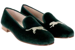 Women Stubbs & Wootton Slipper<Cheetah Evergreen Velvet Slipper (Women)