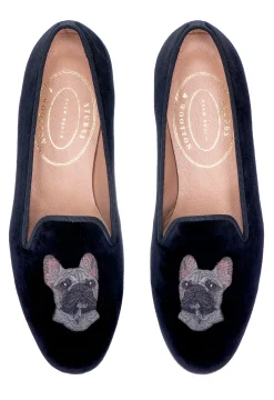 Women Stubbs & Wootton Slipper<French Bulldog Grey (Women)