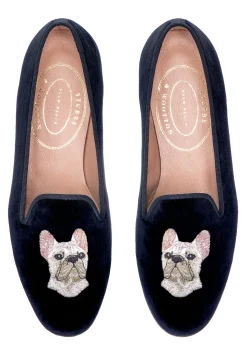 Women Stubbs & Wootton Slipper<French Bulldog White (Women)
