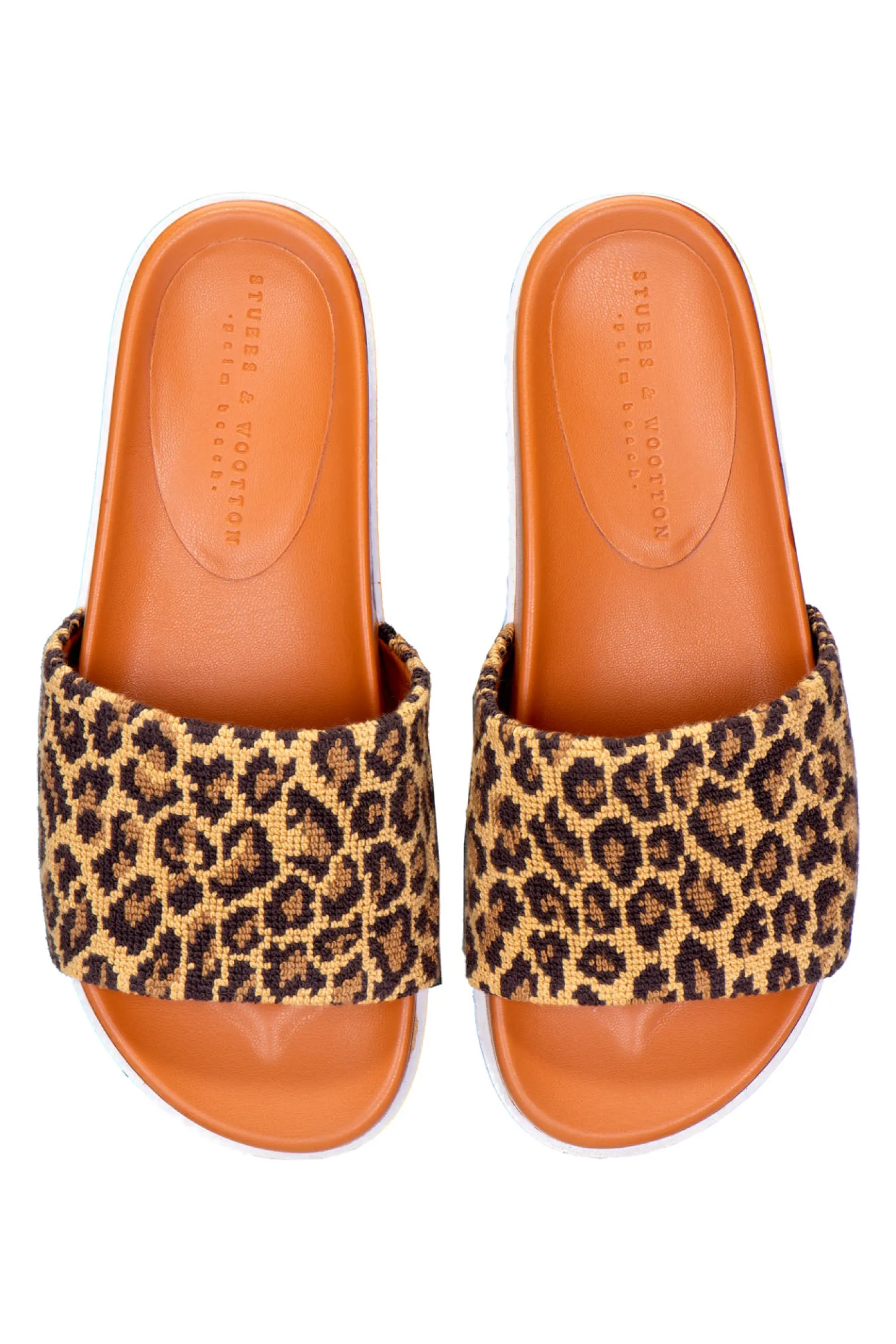 Women Stubbs & Wootton Slide<Jane Leopard Needlepoint Slip (Women)
