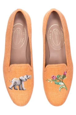 Women Stubbs & Wootton Slipper<Jungle Ochre Linen Slipper (Women)