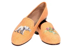Women Stubbs & Wootton Slipper<Jungle Ochre Linen Slipper (Women)