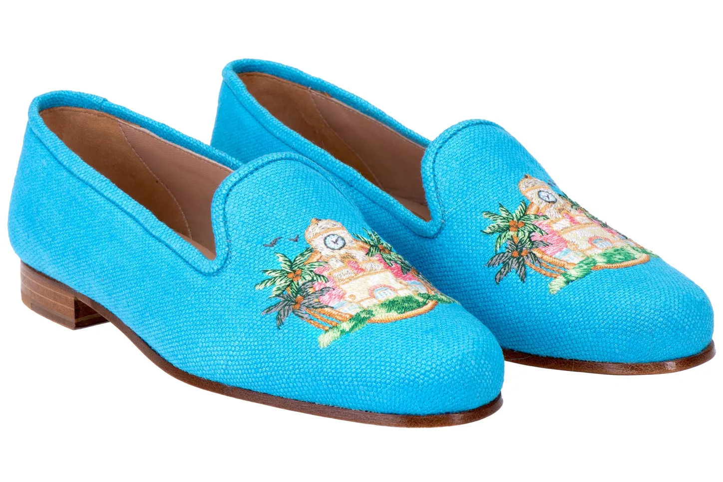Women Stubbs & Wootton Slipper<PB Clocktower Turquoise Linen (Women)