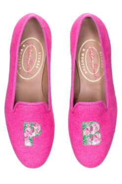 Women Stubbs & Wootton Slipper<PB Fuchsia Linen Slipper (Women)