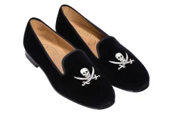 Stubbs & Wootton Slipper<Skull Velvet Slipper (Wide)