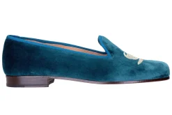 Stubbs & Wootton Slipper<Swans Teal Velvet Slipper (Men)
