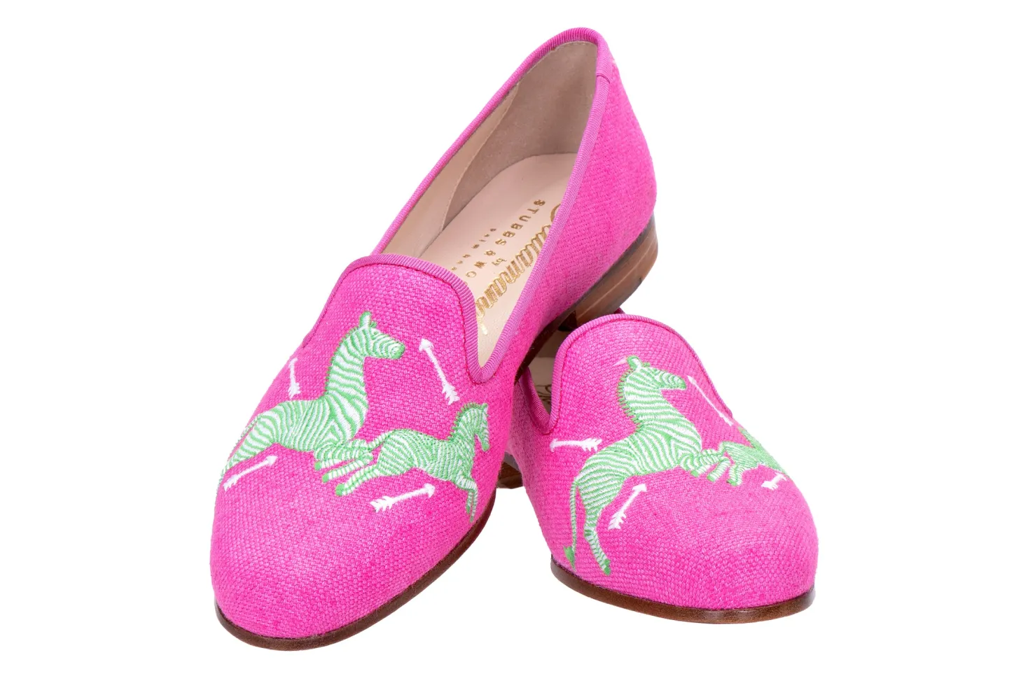 Stubbs & Wootton Slipper<Zebras Fuchsia Linen Slipper (Men)